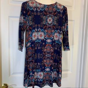 b. original Shoe Fly 3/4 Sleeve Navy Dress SizeS/M